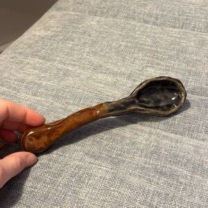 Handcrafted Ceramic Spoon with Brown Handle